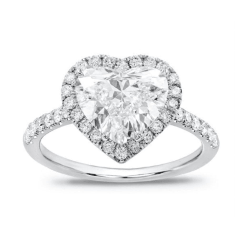 Engagement ring with heart shaped center stone
