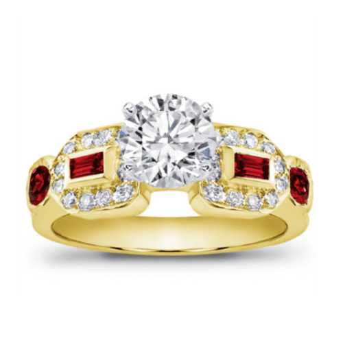 Baguette, Pavé, and Ruby Engagement Setting