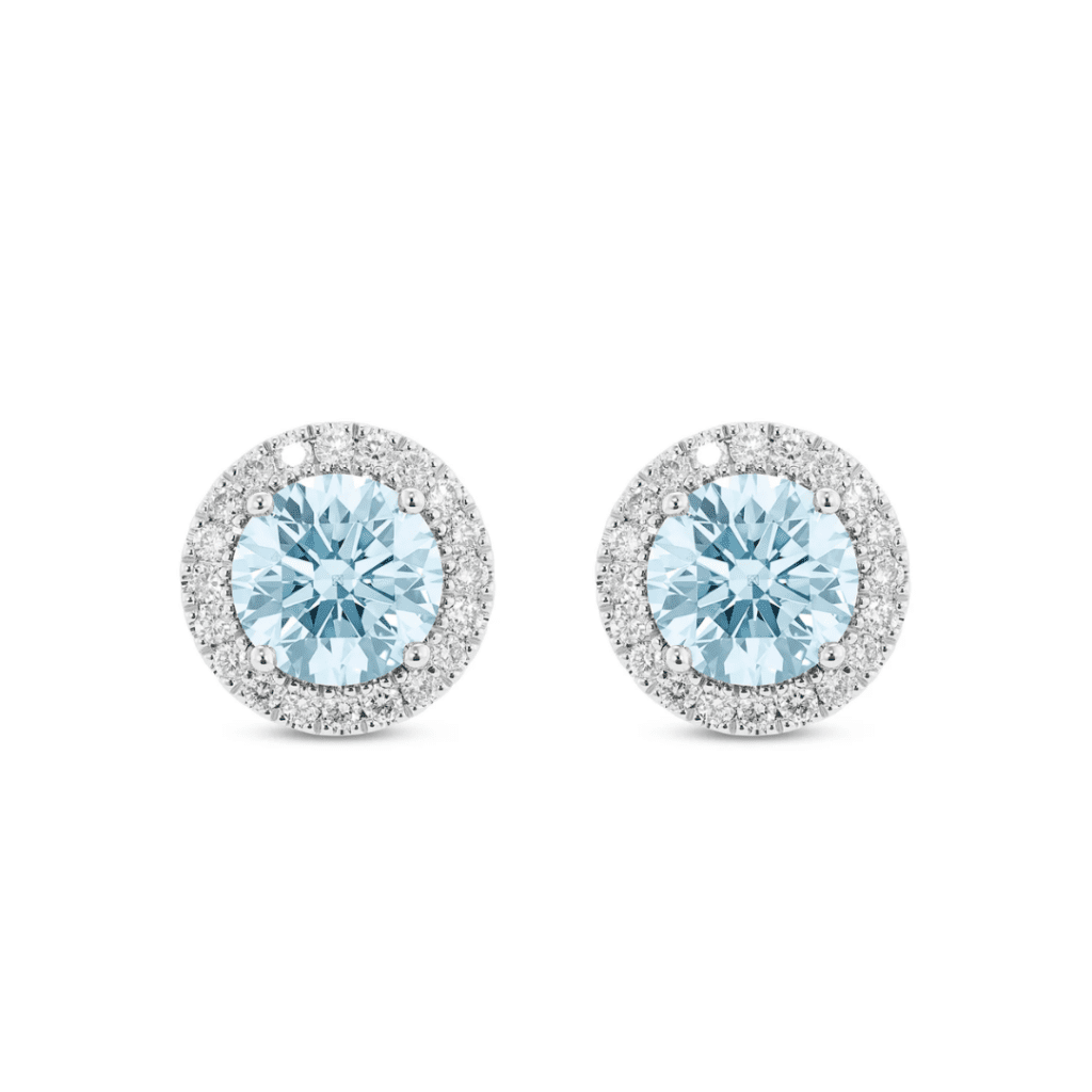 Lab-Grown Diamond 2ct. tw. Halo 14k Gold Earrings at Lightbox Jewelry