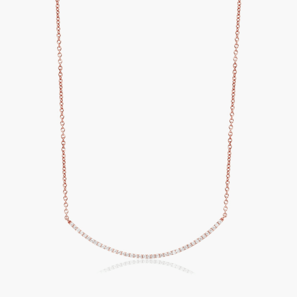 14K Rose Gold Curving Diamond Bar Necklace at James Allen