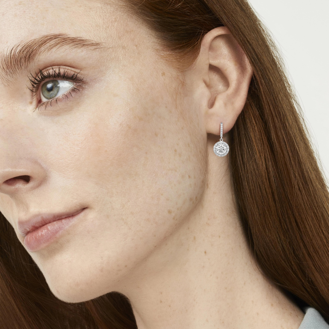 Lab-Grown Diamond 2ct. tw. Halo Drop Earrings