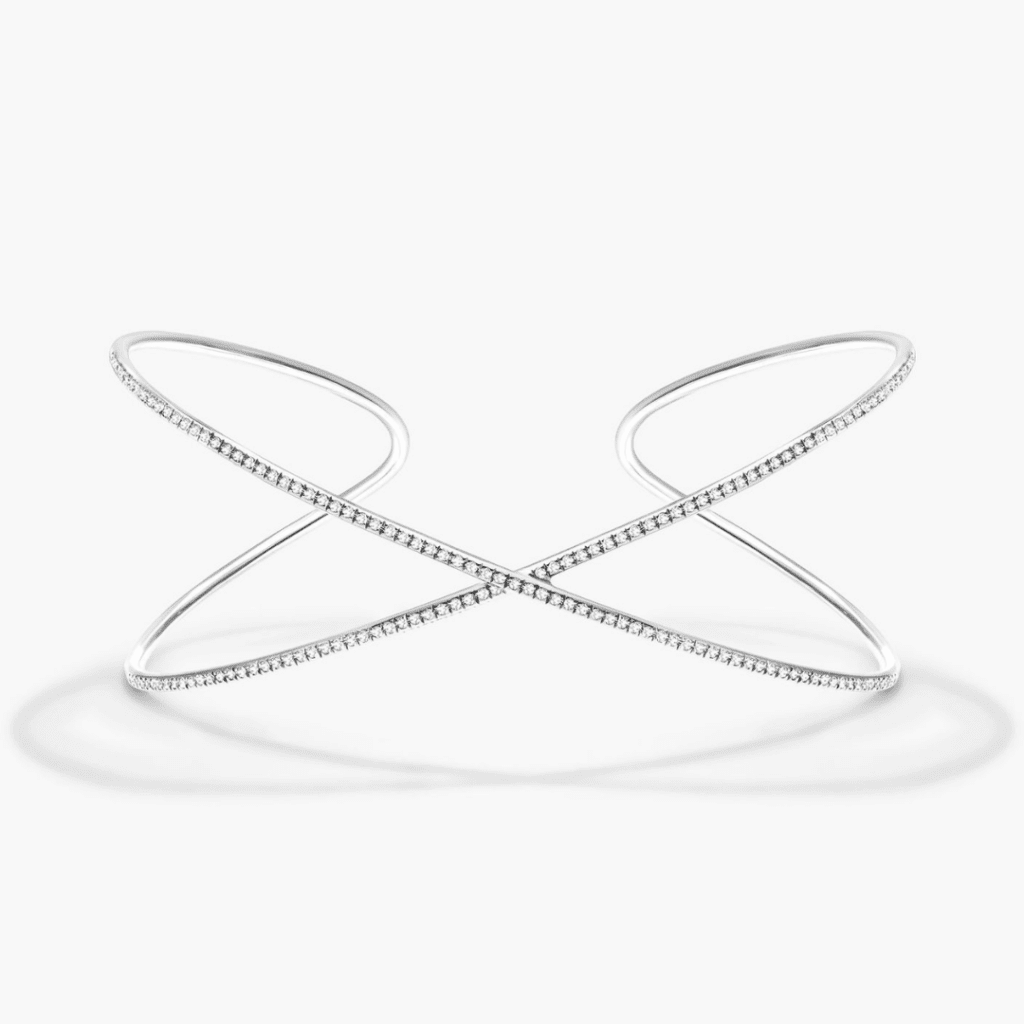 14K White Gold Criss Cross Diamond Cuff Bracelet at James Allen