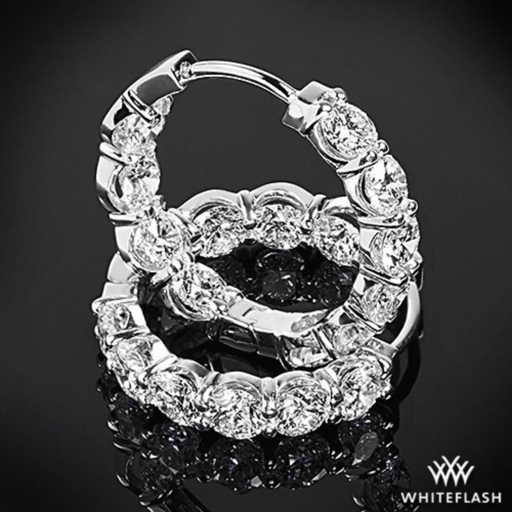 18k White Gold "AGBF" Inside Out Diamond Hoop Earrings at Whiteflash