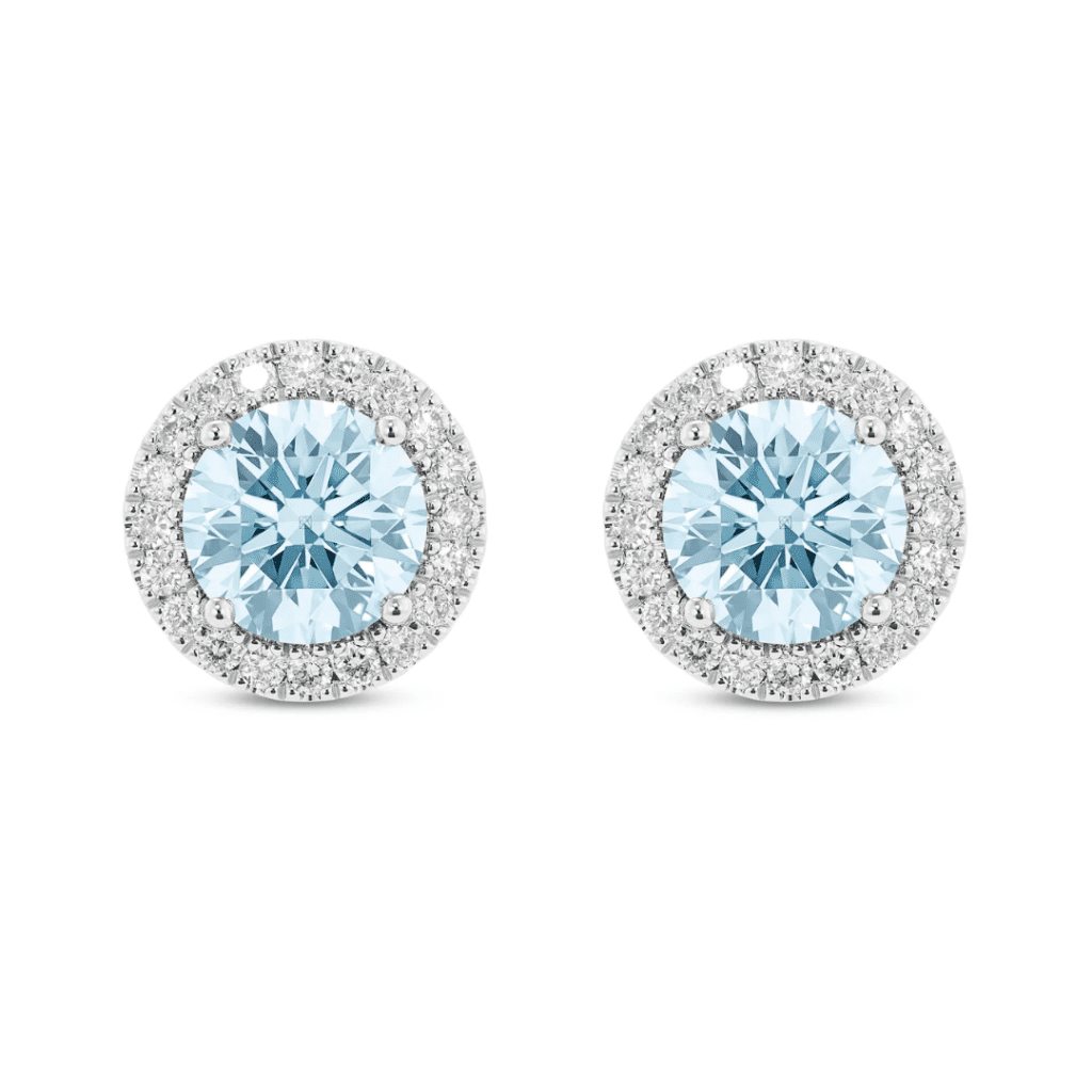 Lab-Grown Diamond 2ct. Halo 14k Gold Earrings at Lightbox Jewelry