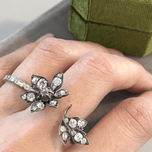 Between the fingers diamond ring made from Victorian pieces