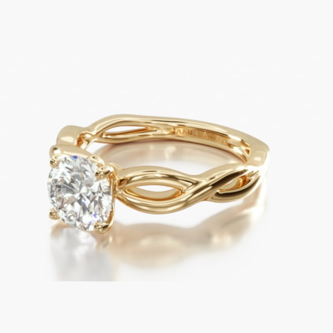 18K Yellow Gold Infinity Solitaire Engagement Ring