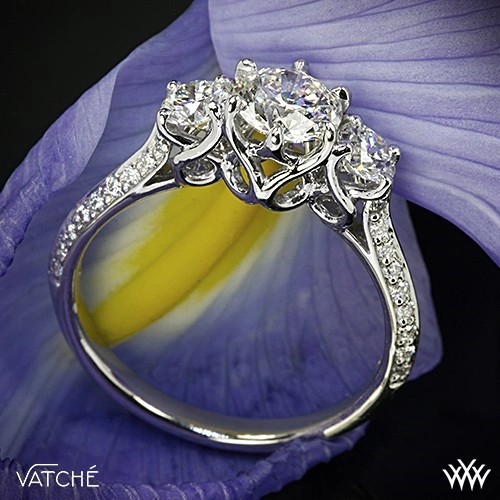 18k White Gold Vatche Swan Three Stone Engagement Ring (Setting Only) at Whiteflash