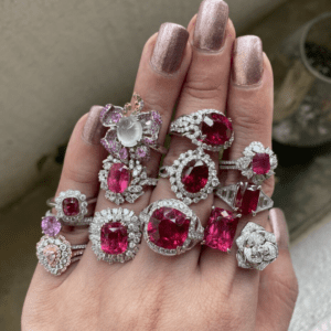 Red and pink gemstone jewelry