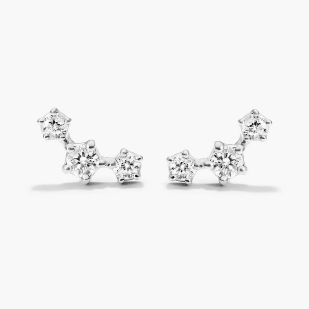 14K White Gold Petite Constellation Diamond Climber Earrings at James Allen