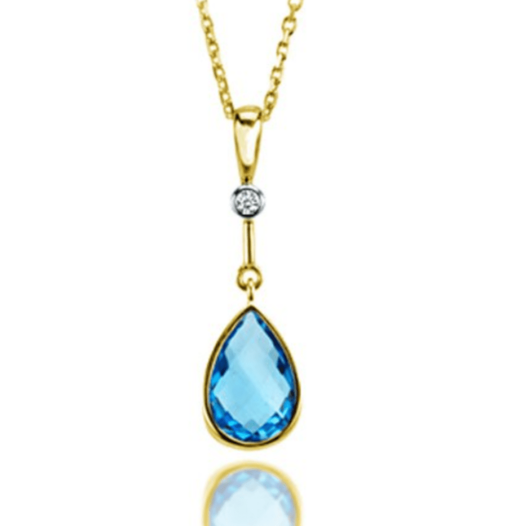 Blue Topaz and Diamond Pendant at Adiamor