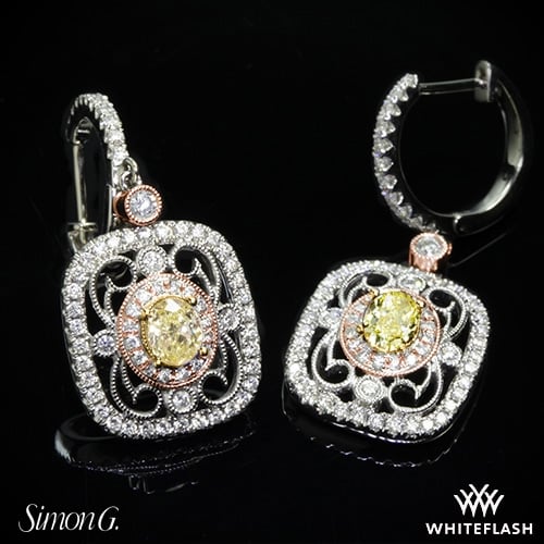 18k White Gold Simon G. Duchess Diamond Earrings at Whiteflash