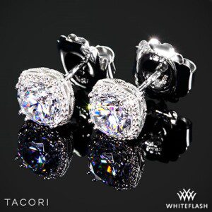 18k White Gold Tacori FE643 Dantela Diamond Earrings to Hold 2.5ctw from Whiteflash.