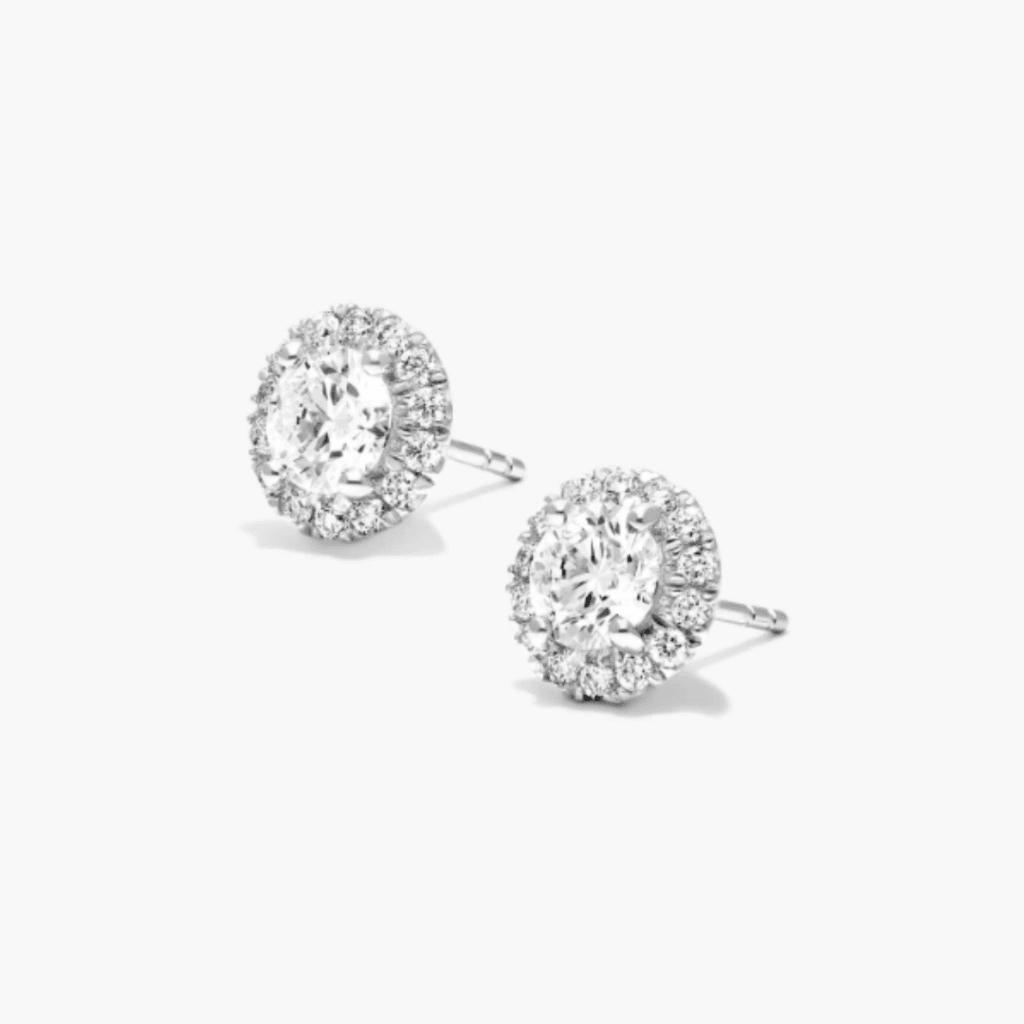 14K White Gold Halo Lab Created Diamond Stud Earrings at James Allen