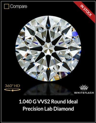 1.04 ct G VVS2 Precision Round Cut Lab Grown Diamond from Whiteflash