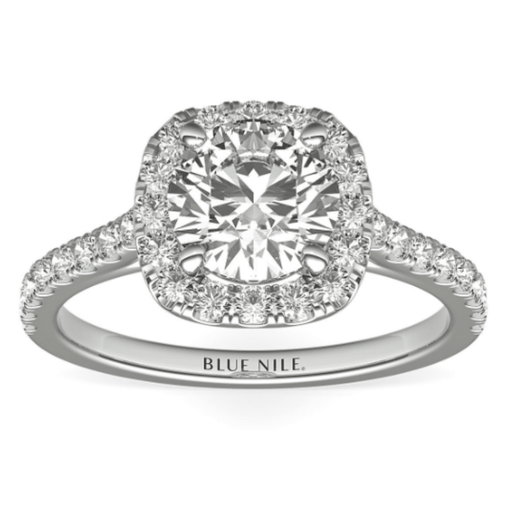 Cushion Halo Diamond Engagement Ring at Blue Nile