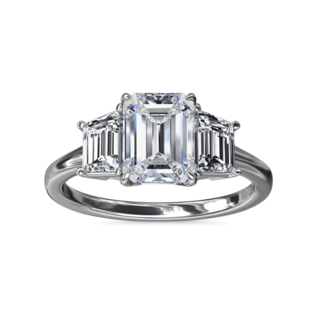 Three-Stone Trapezoid Sidestone Diamond Engagement Ring at Blue Nile