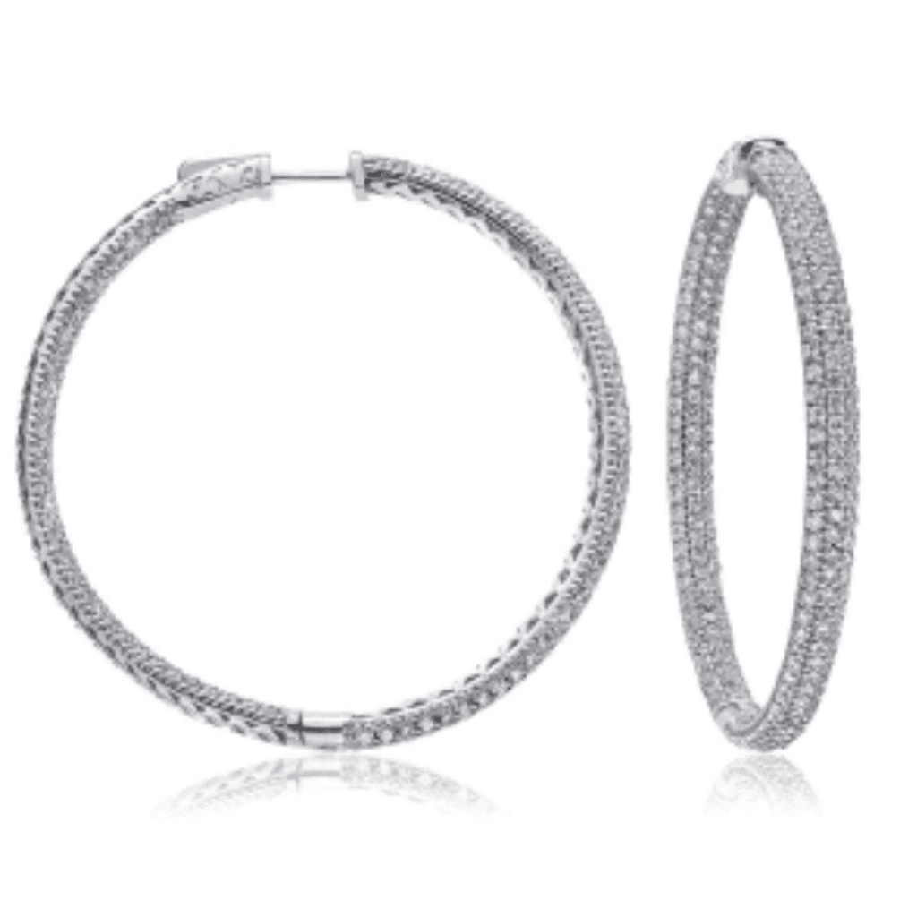 Large Inside Outside Diamond Hoop Earrings In 14K White Gold at B2C Jewels