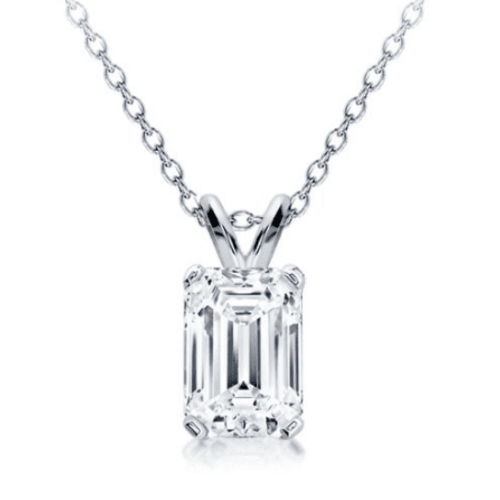 Emerald Cut Diamond Solitaire Pendant at Adiamor