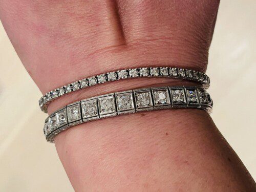 Old European cut diamond tennis bracelet