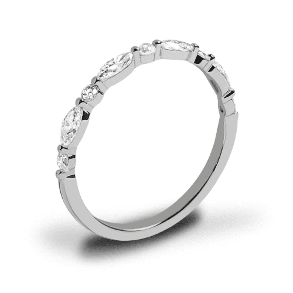 0.45ctw 14k White Gold Valoria Round and Marquise Diamond Band at Whiteflash