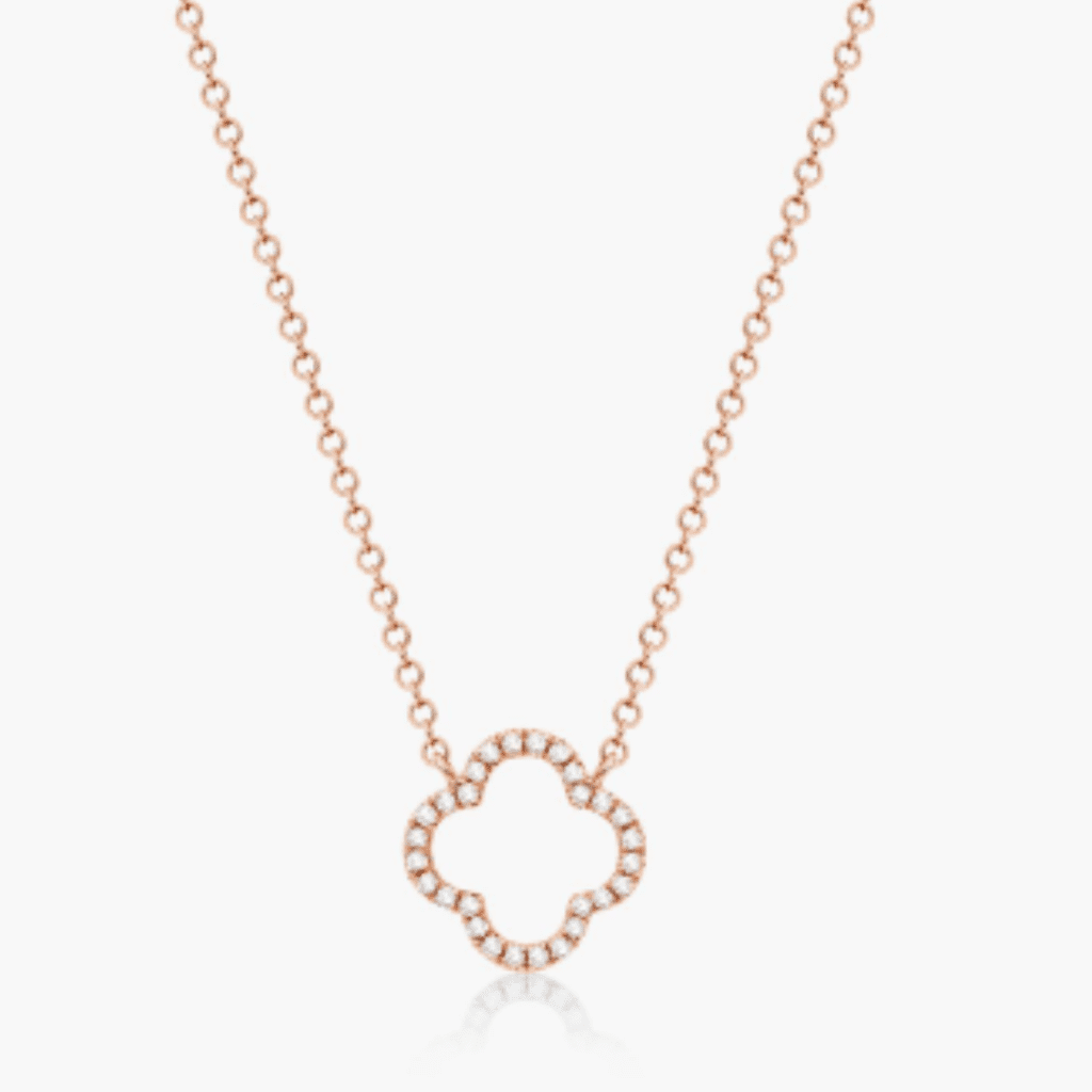 14K Rose Gold Lucky Clover Diamond Necklace at James Allen