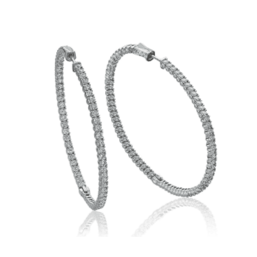 Large Inside Outside Diamond Hoop Earrings In 14K White Gold