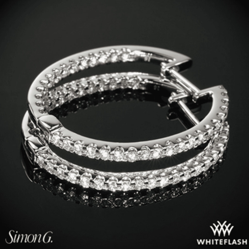 18k White Gold Simon G. Caviar Diamond Earrings from Whiteflash.
