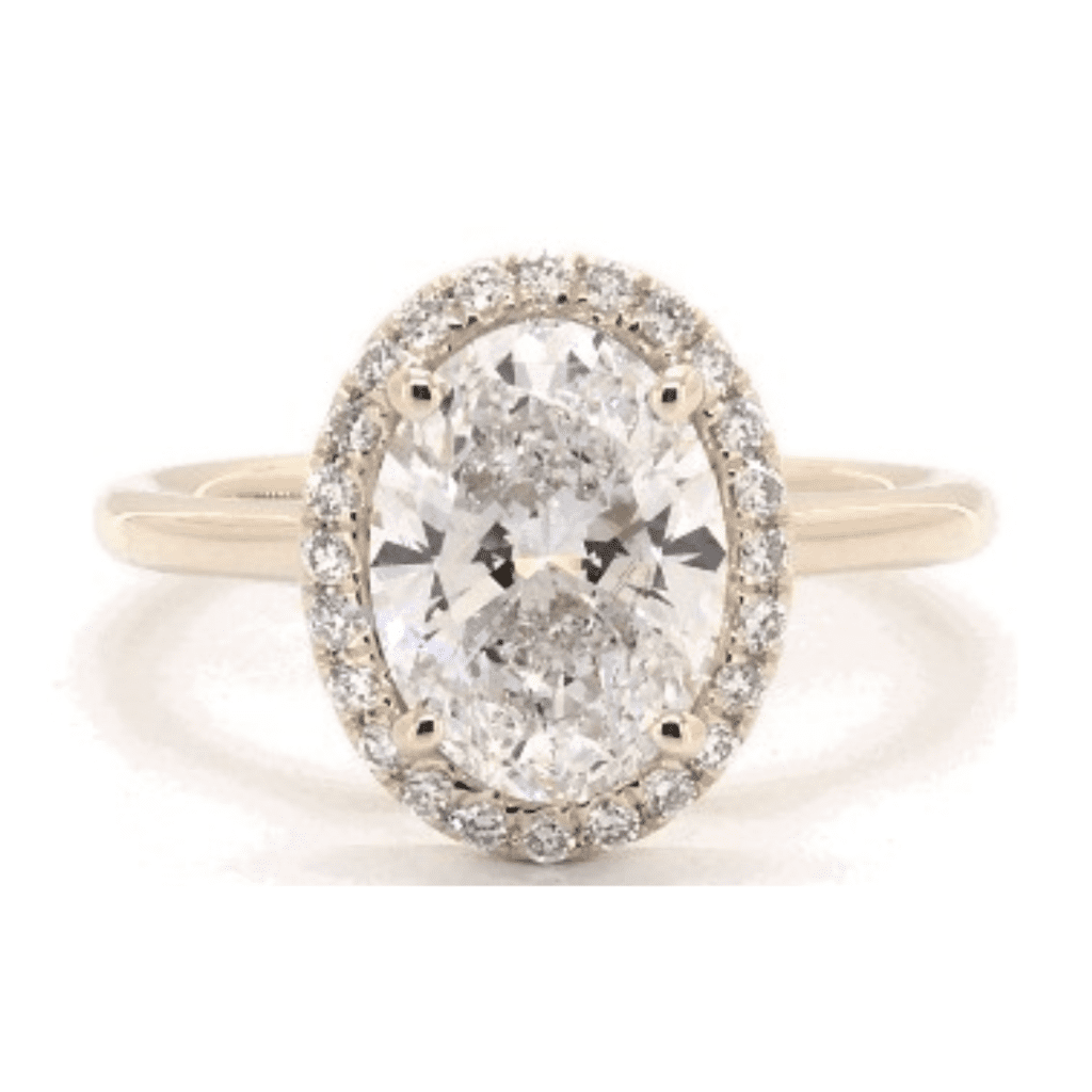 Lab-Created 1.82 Carat D-SI1 Oval Cut Diamond Pavé Halo Diamond Engagement Ring at James Allen