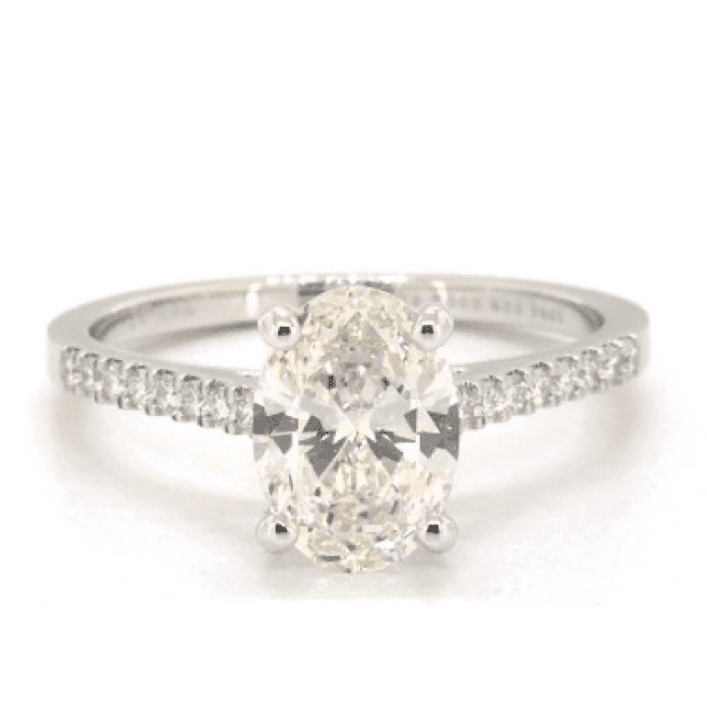 Oval Cut Diamond Petite Pavé Cathedral Engagement Ring at James Allen