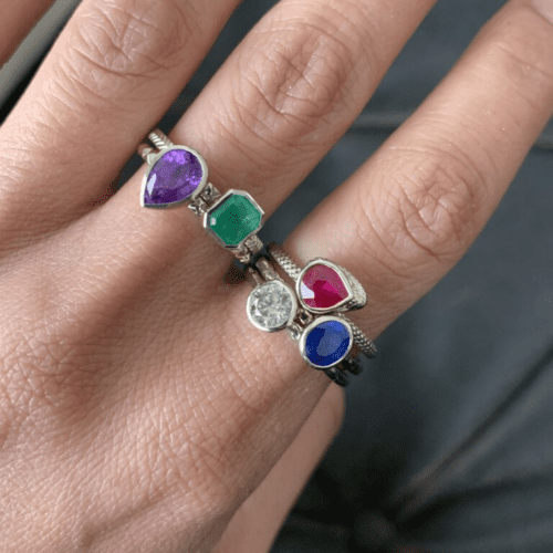 Rainbow Gemstone Stacking Rings Jewel of the Week May 2023