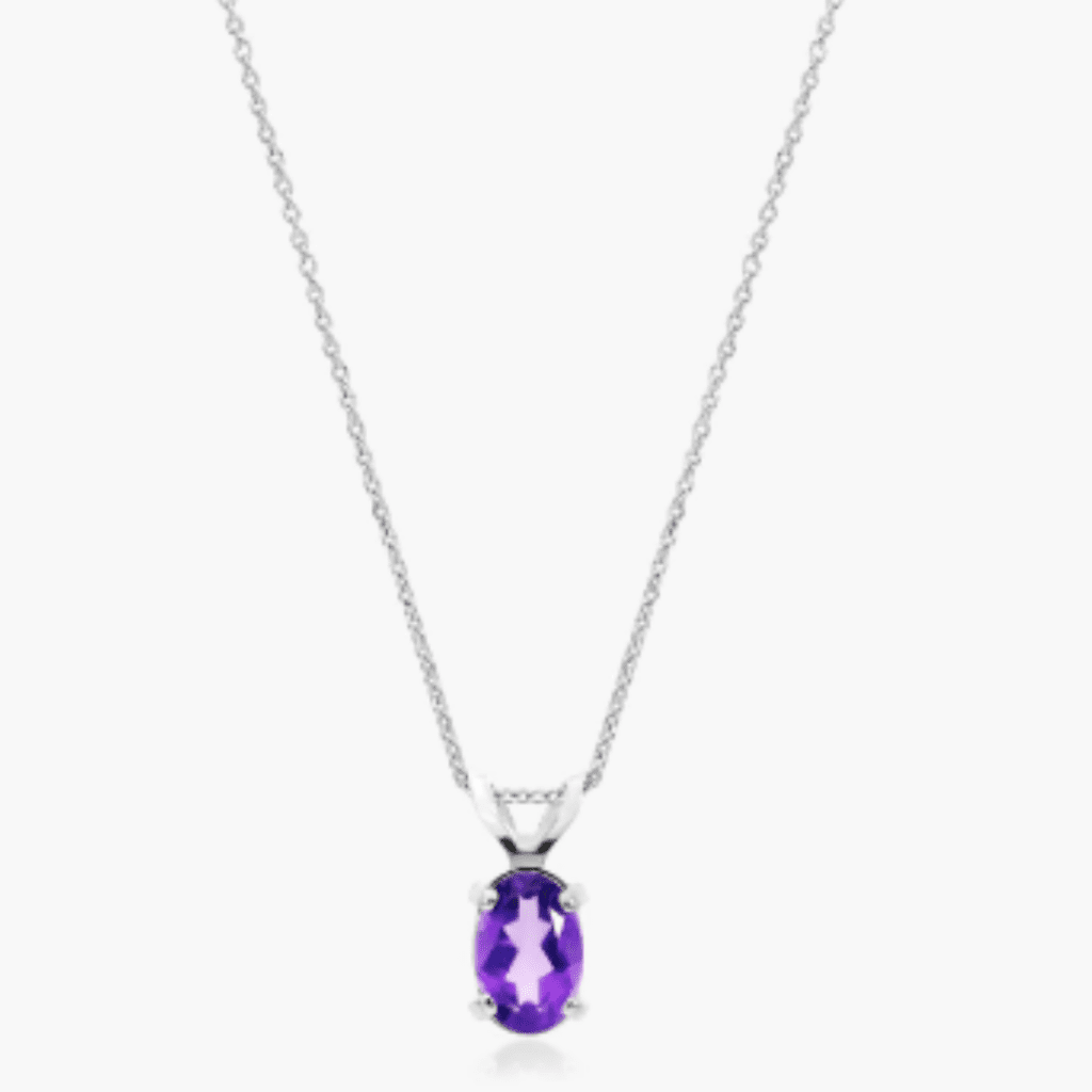14K White Gold Oval Amethyst Birthstone Necklace from James Allen.