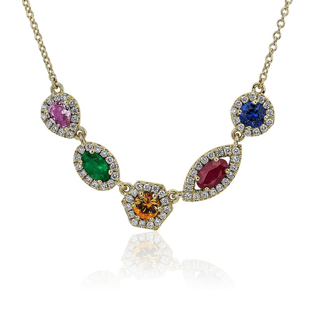 Multi-Color Mixed Shape Gemstone Necklace at Blue Nile