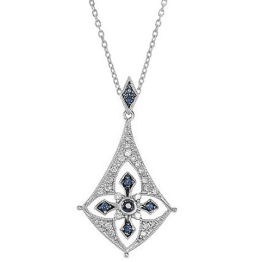 Blue Sapphire and Diamond Renaissance Pendant at Adiamor