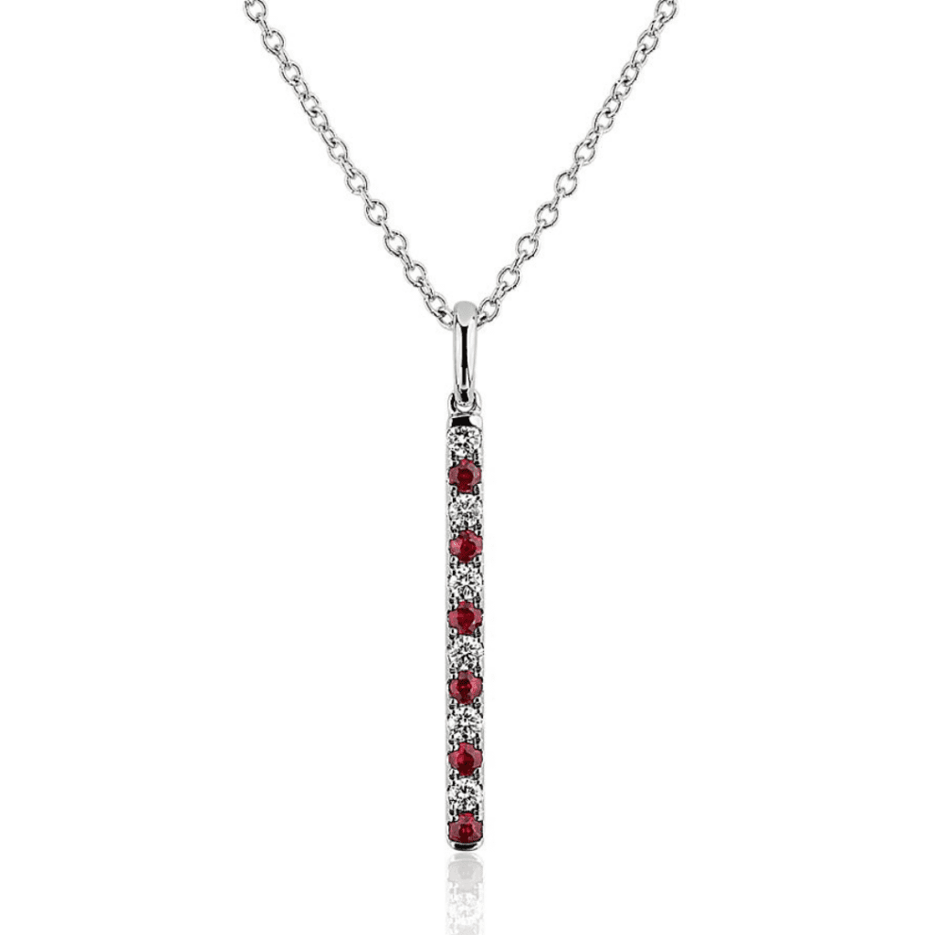 Alternating Ruby and Diamond Vertical Bar Pendant at Blue Nile