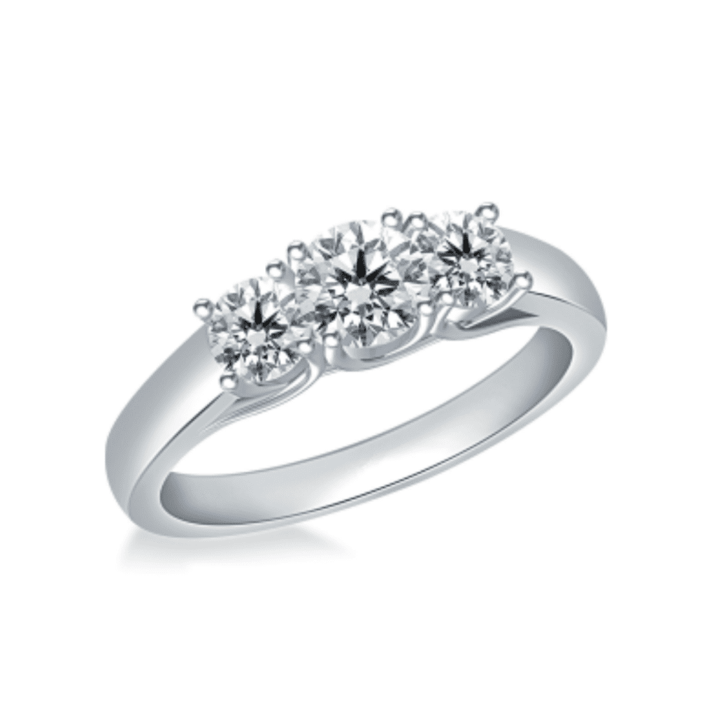 1.00 Ct. Tw. Three Stone Prong-Set Trellis Diamond Ring In 14K White Gold at B2C Jewels