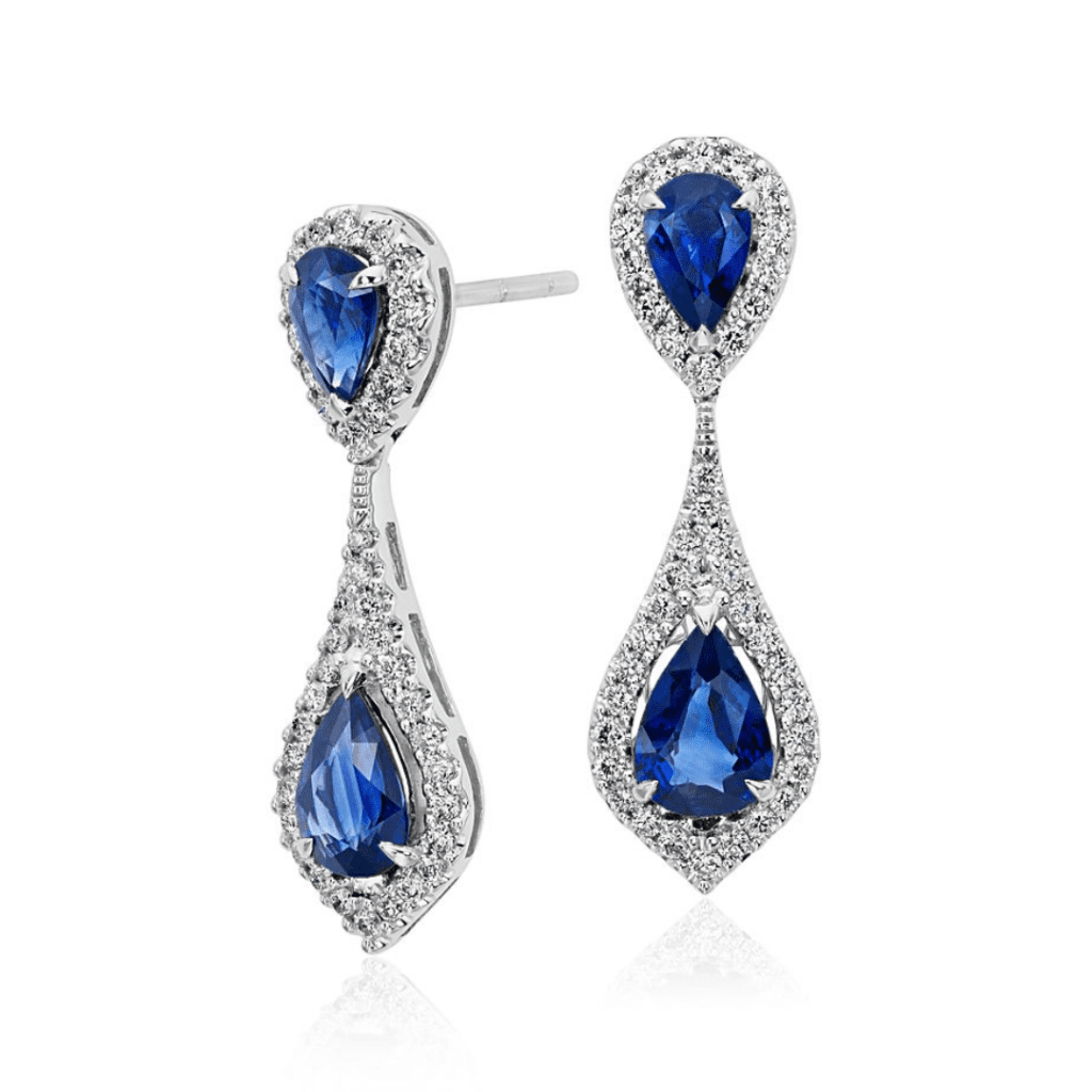 Sapphire and Diamond Halo Drop Earrings at Blue Nile