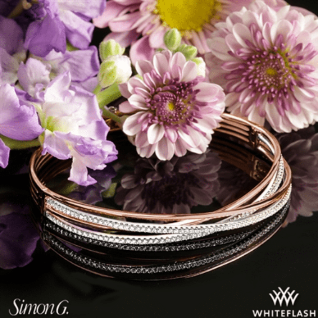 18k Rose and White Gold Simon G. MB1510 Fabled Diamond Bangle at Whiteflash