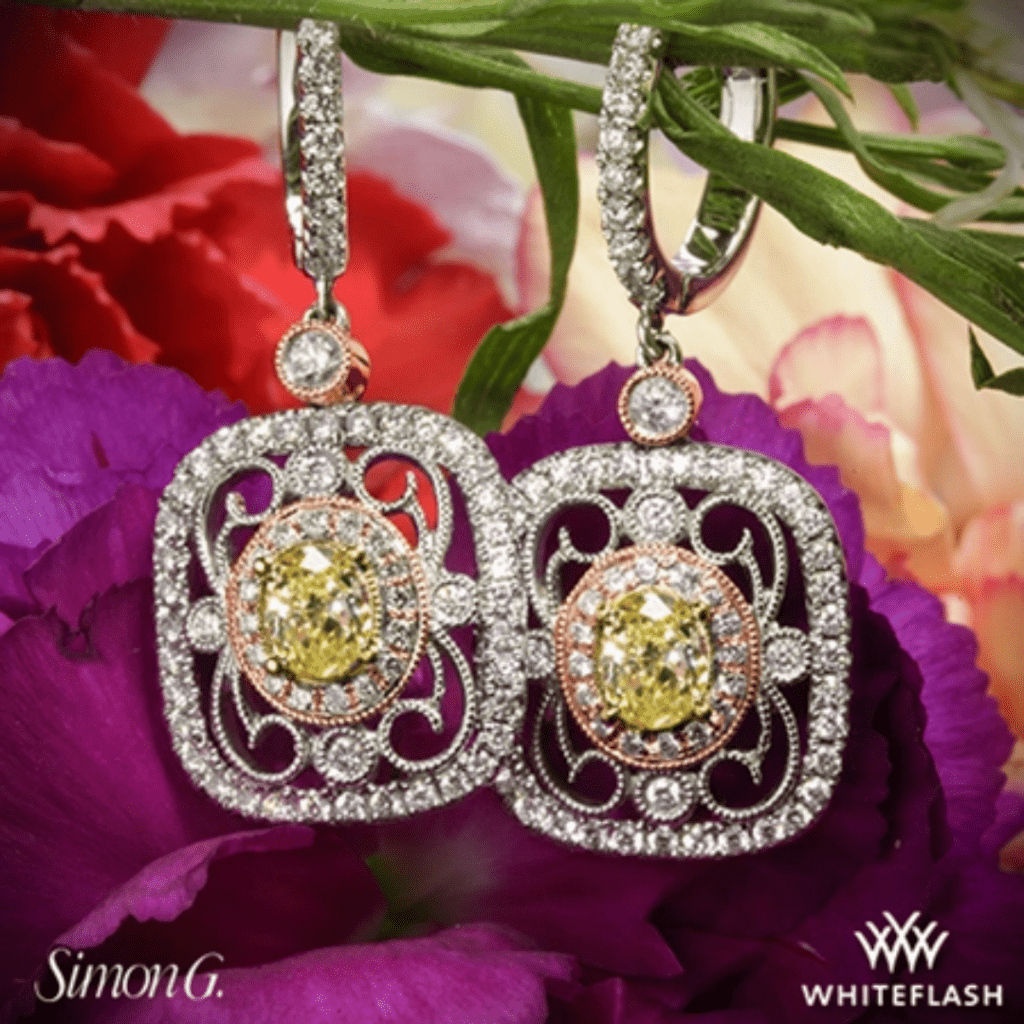 18k White Gold Simon G. TE201 Duchess Diamond Earrings at Whiteflash
