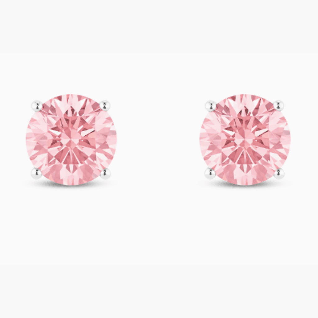 Finest Lab-Grown Pink Diamond 2ct. tw. Round Brilliant Solitaire Studs at Lightbox