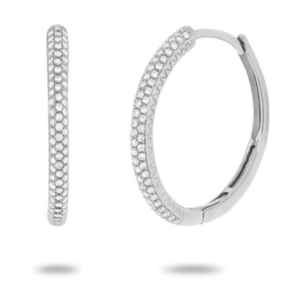 3 Row Pavé Hoop Earrings at Adiamor