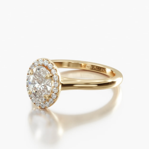 18K Yellow Gold Pavé Halo Diamond Engagement Ring Setting at James Allen