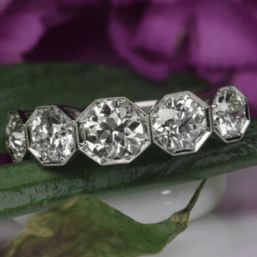 Octagonal 5-stone diamond ring