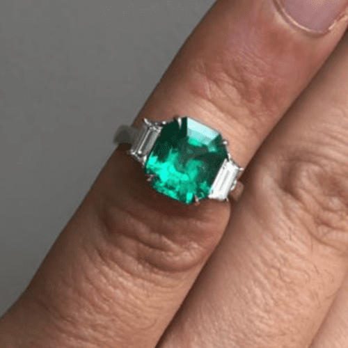 Emerald and Diamond Engagement Ring
