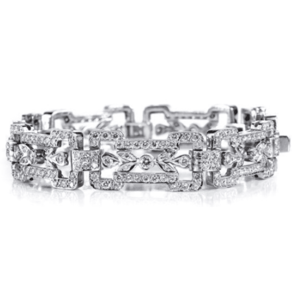 18K White Gold Diamond Pavé Bracelet from Adiamor.