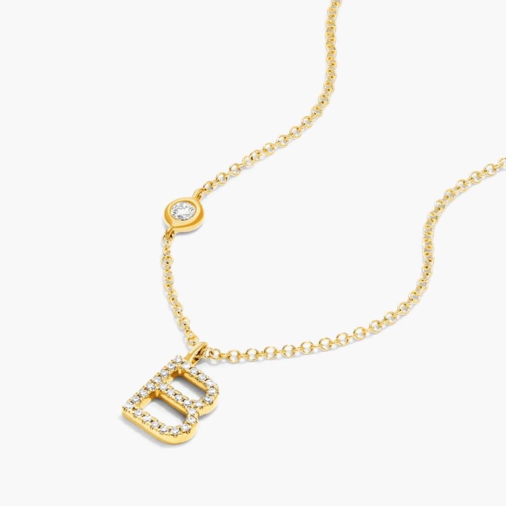 14K Yellow Gold Initial Diamond Necklace at James Allen