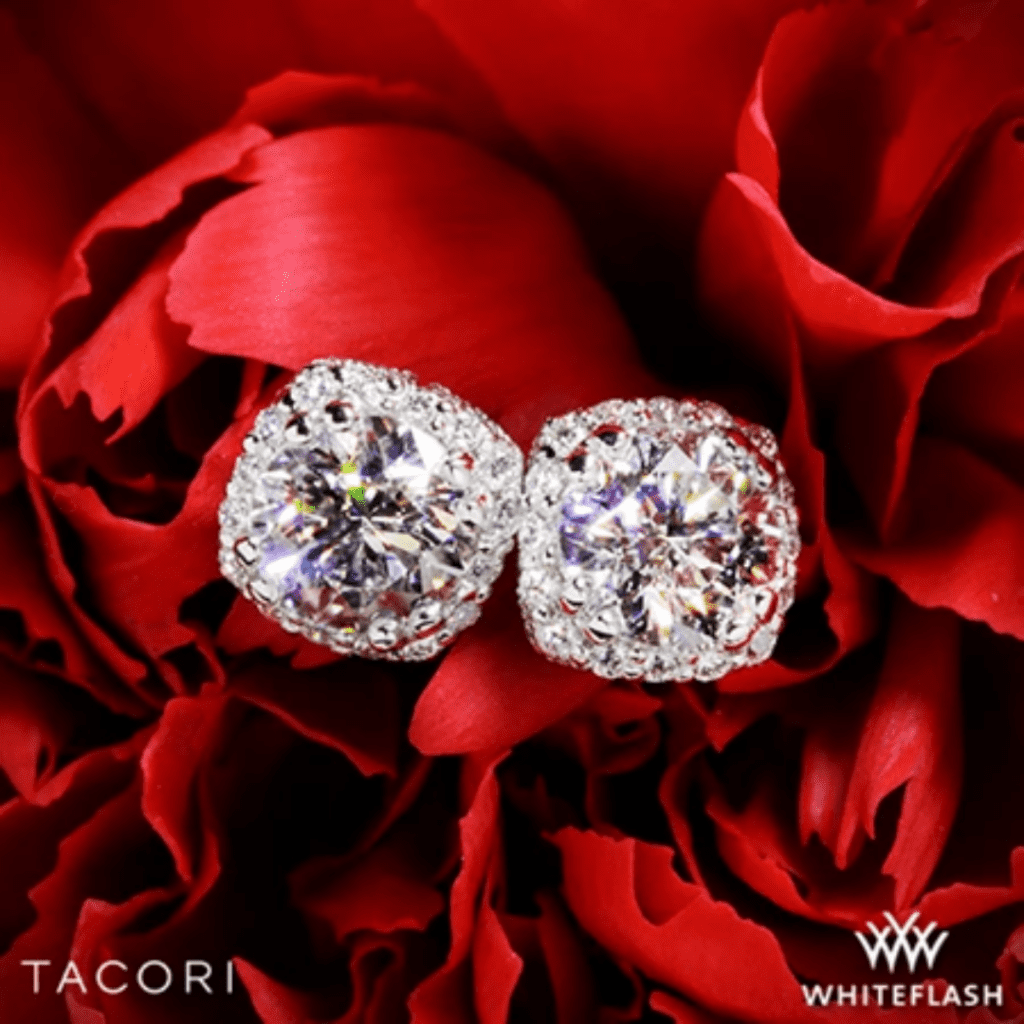 18k White Gold Tacori Dantela Diamond Earring Settings from Whiteflash.