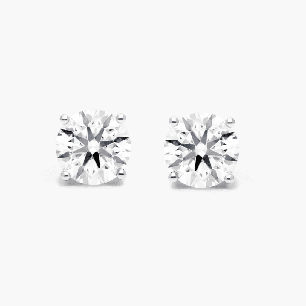 14K White Gold Four Prong Round Brilliant Lab Created Diamond Stud Earrings at James Allen