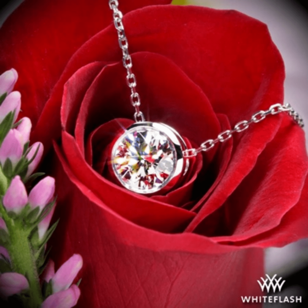 14k White Gold Full Bezel Diamond Pendant--Setting Only at Whiteflash