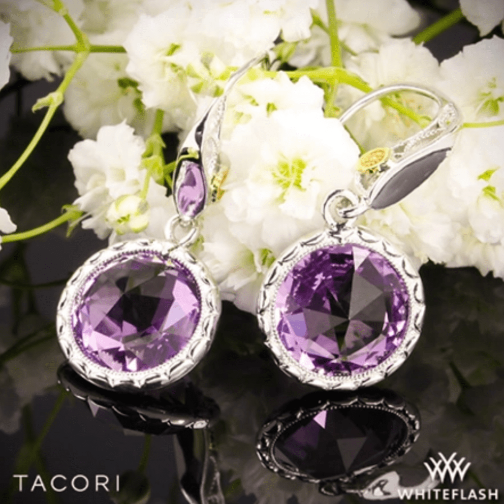 Tacori Lilac Blossoms Amethyst Earrings in Sterling Silver with 18K Yellow Gold Accents at Whiteflash