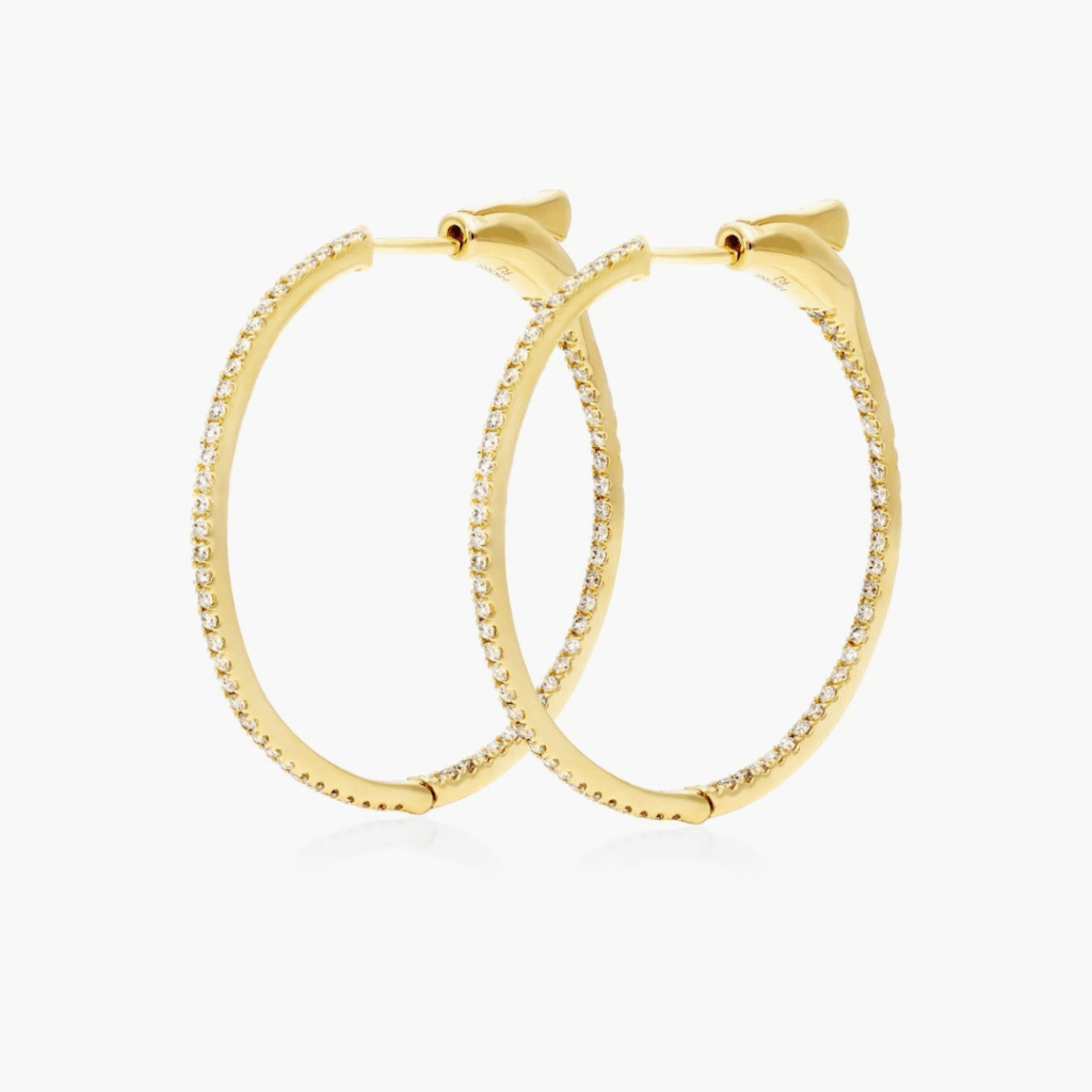 14K Yellow Gold Inside Out Round Hoops, 1 Inch Diameter at James Allen